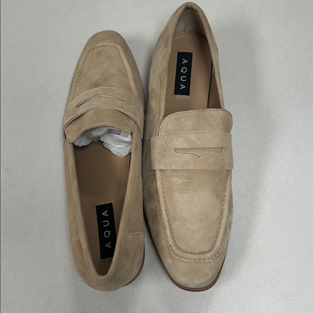 Aqua Nada Slip On Penny Loafer Flats Tan Suede Size 10 NWB - Picture 9 of 10